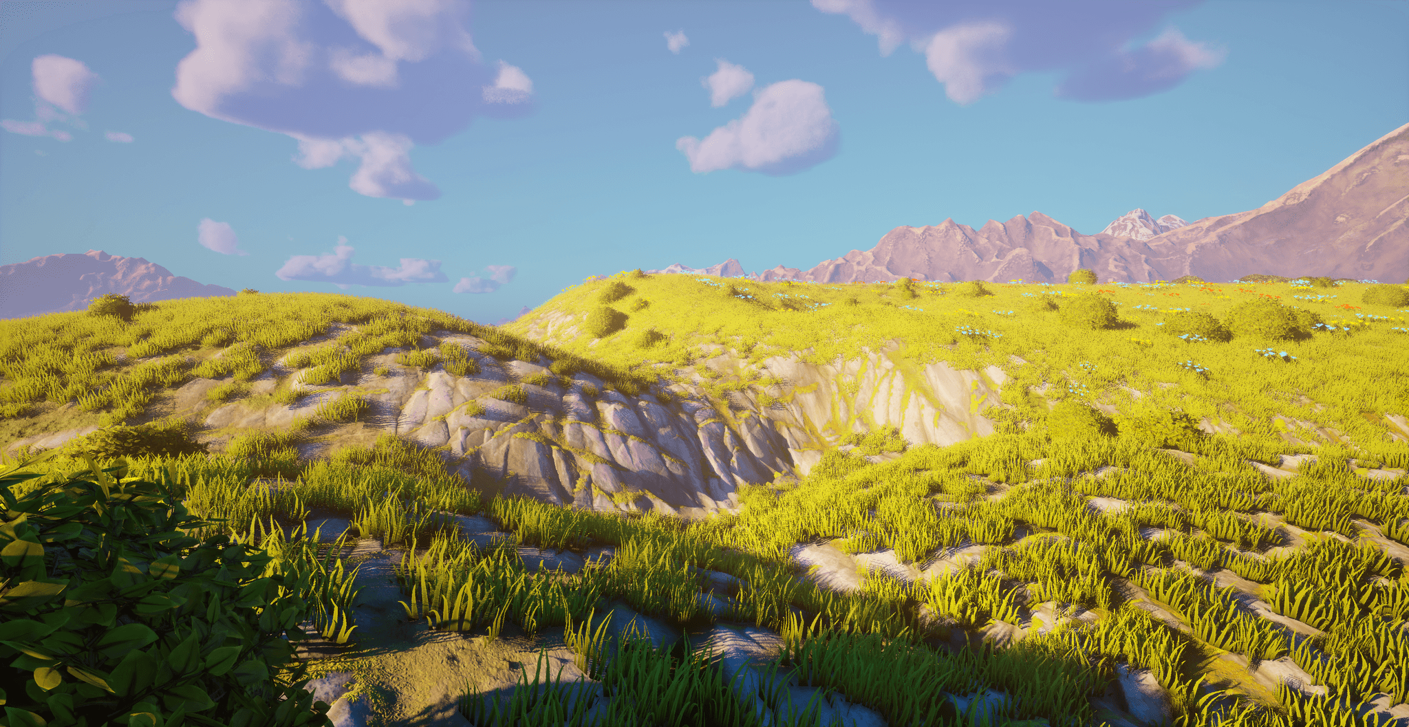 Rolling green hills