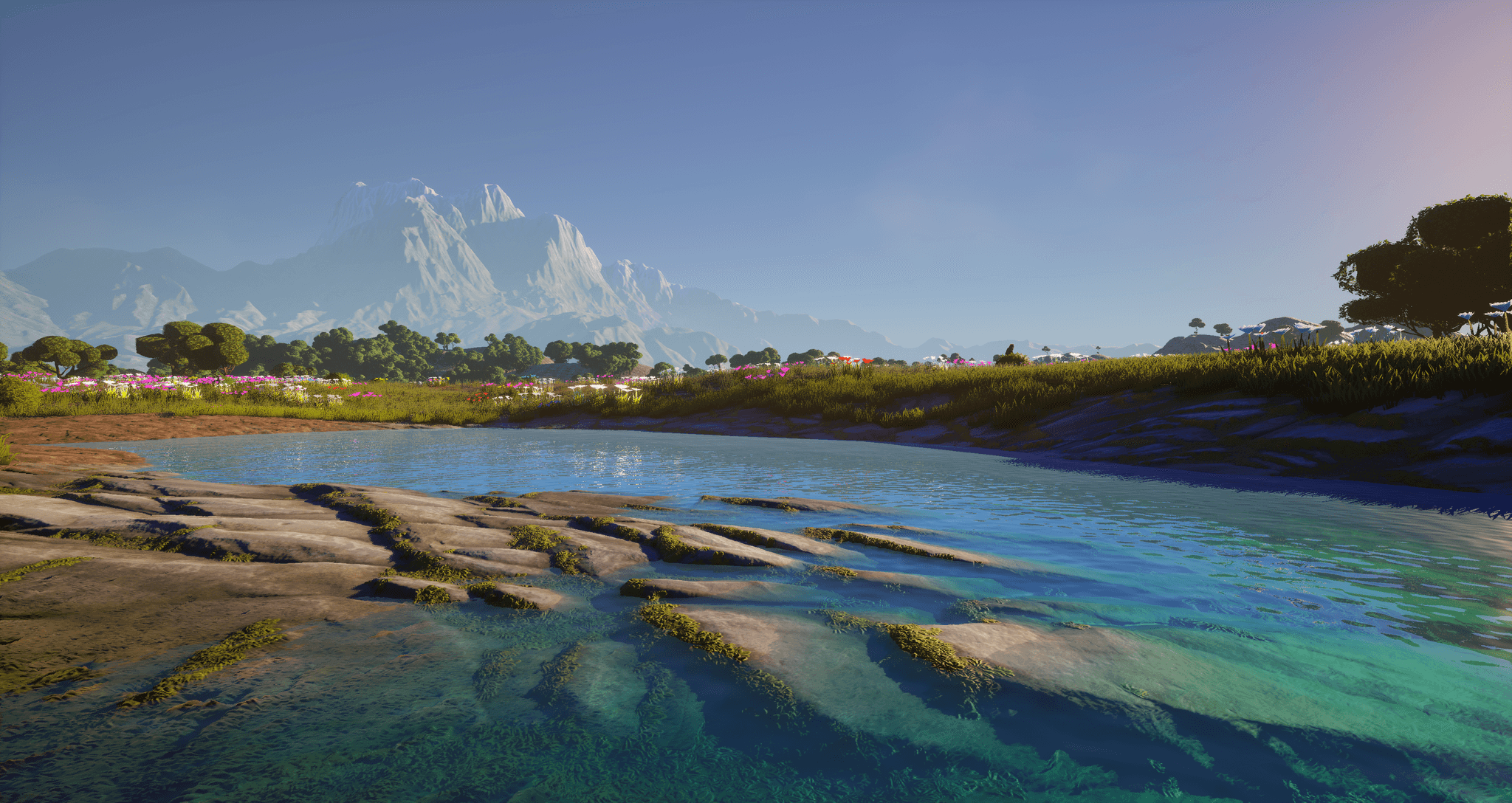 River and crystal mountain spires
