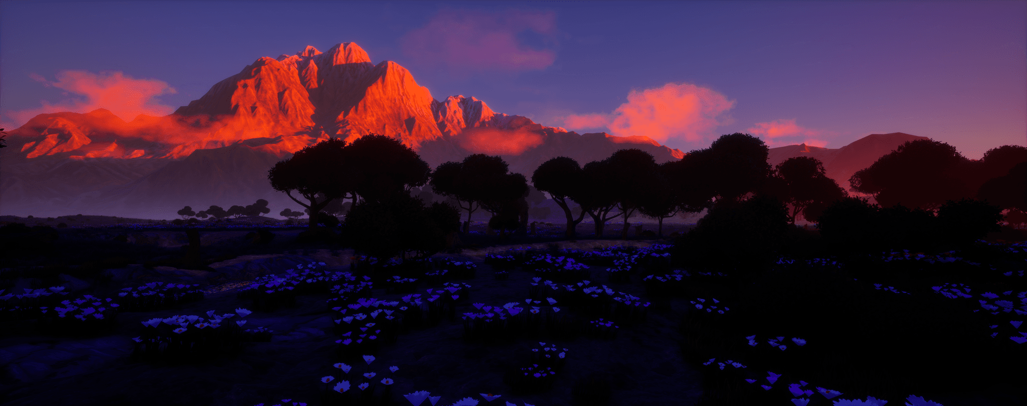 Mountain range at dusk